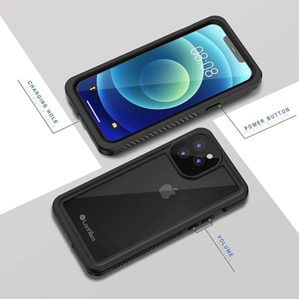 NEW Lanhiem iPhone 12 Pro Case Waterproof Dustproof Case+Screen Protector BLACK - Picture 2 of 11